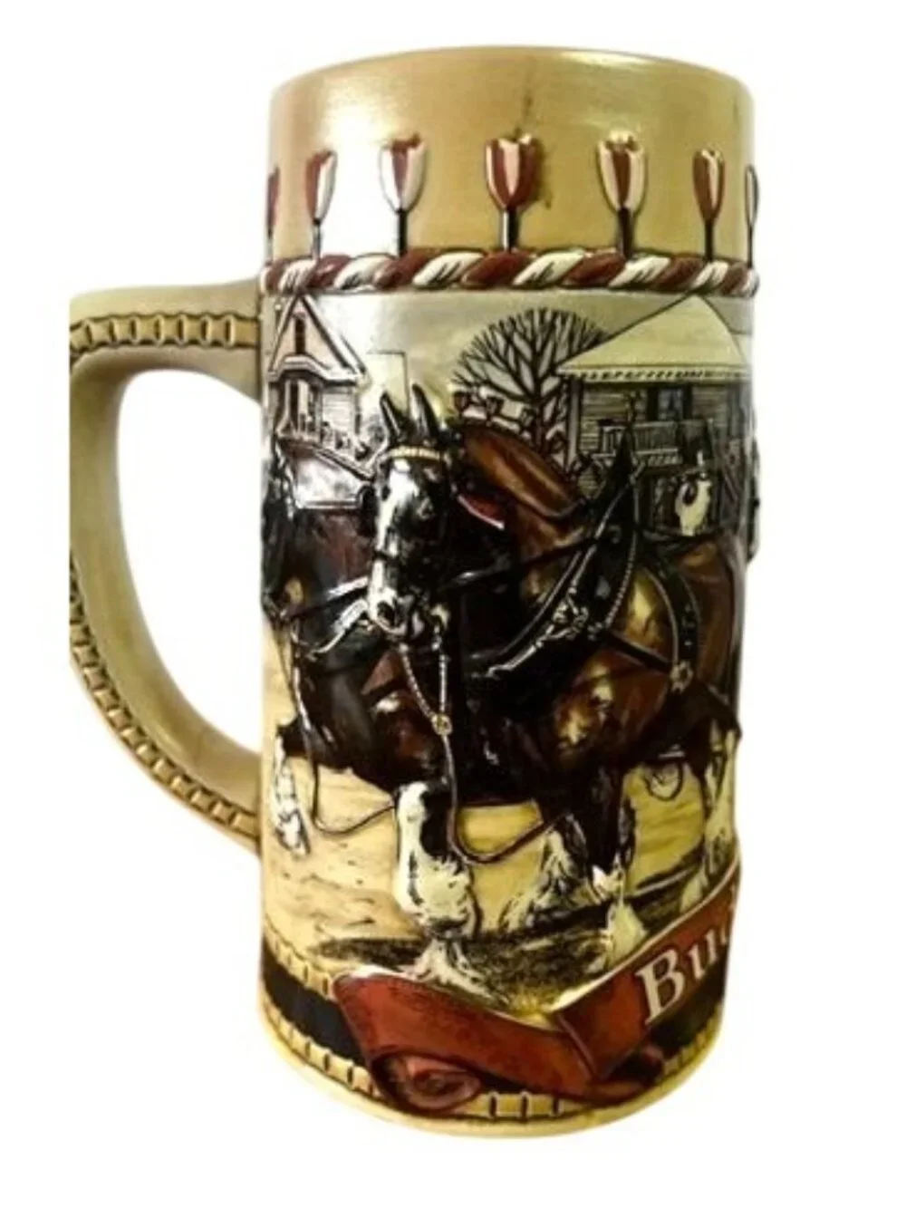 Vintage 1986 Budweiser Holiday Stein, part of the Collector 